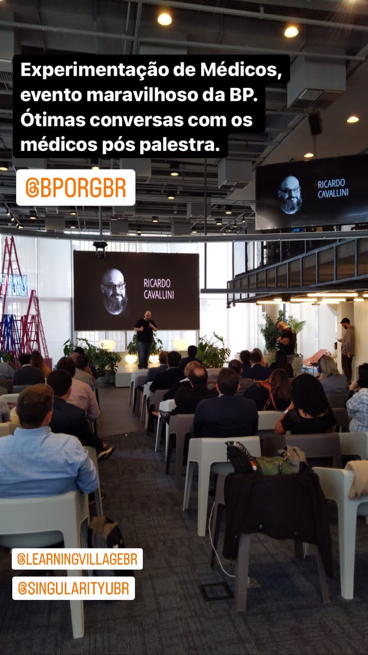 Ricardo Cavallini durante palestra para BP — A Beneficência Portuguesa