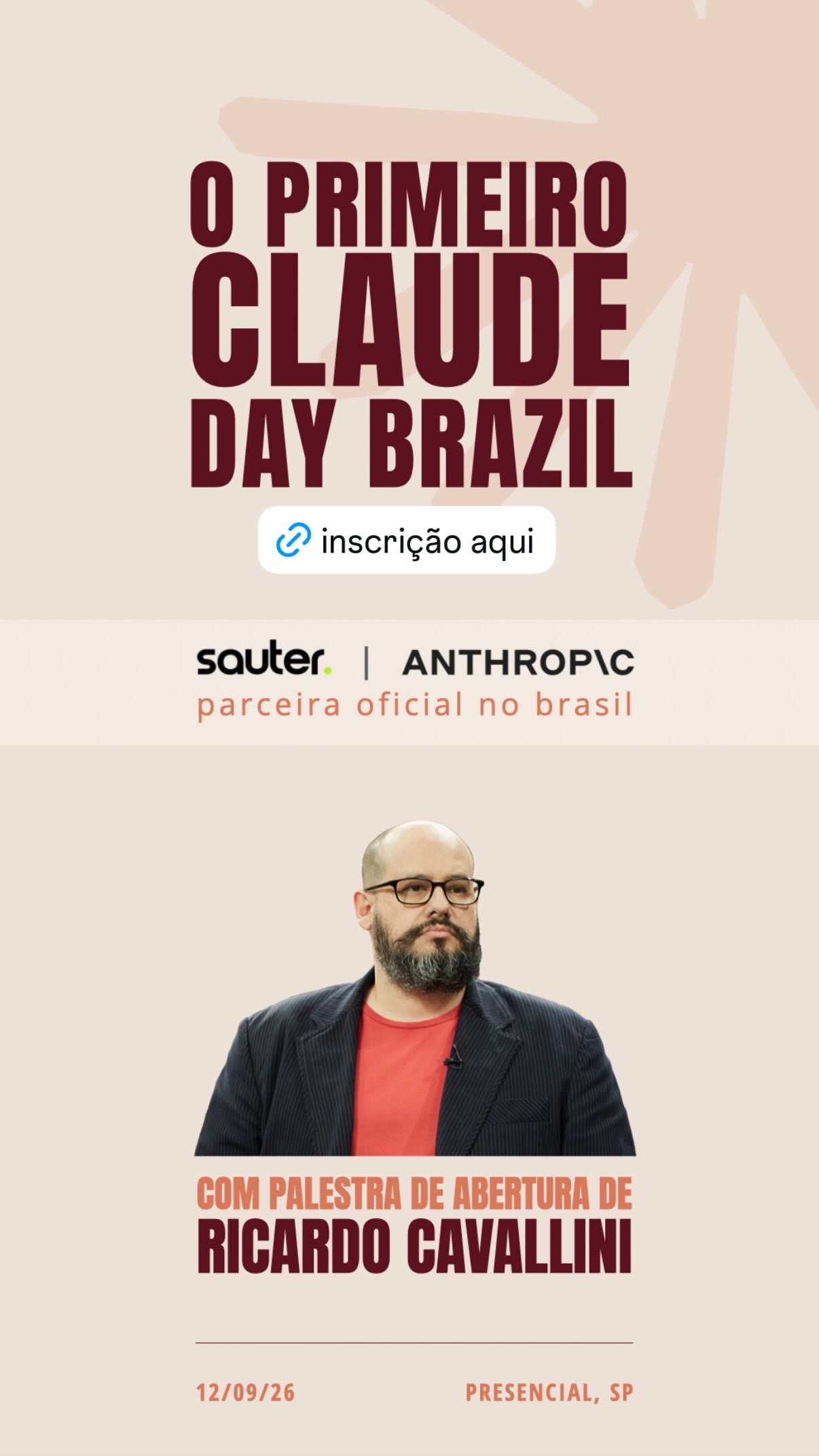 Ricardo Cavallini durante palestra no evento Claude Day