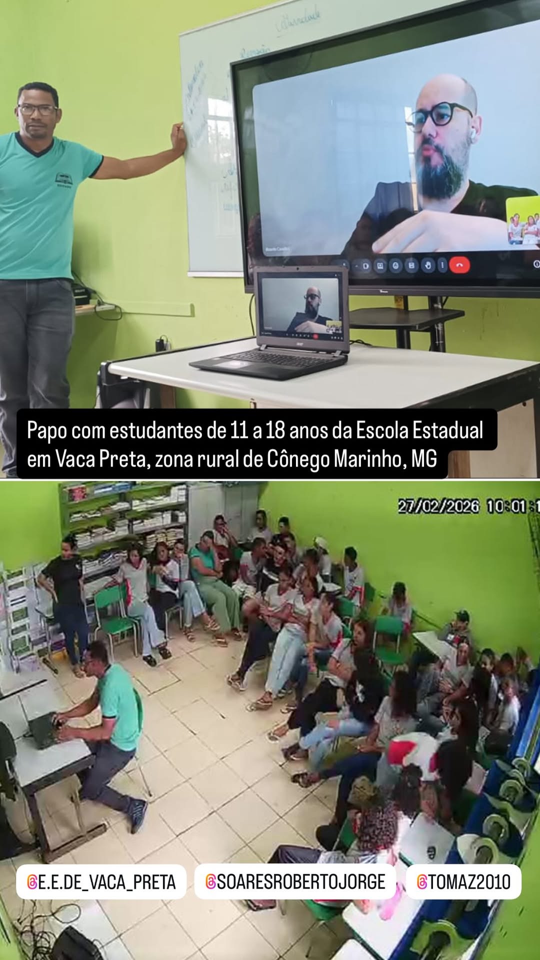 Ricardo Cavallini durante palestra para Escola Estadual Vaca Preta