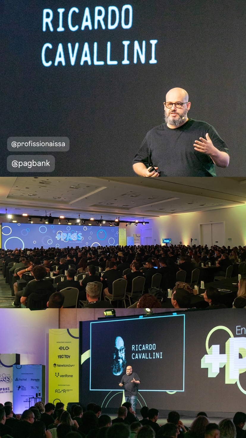 Ricardo Cavallini durante palestra para PagBank